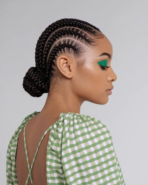 Sleek Cornrows into a Low Rounded Bun Sleek Cornrows into a Low Rounded Bun — Cornrow Bun
