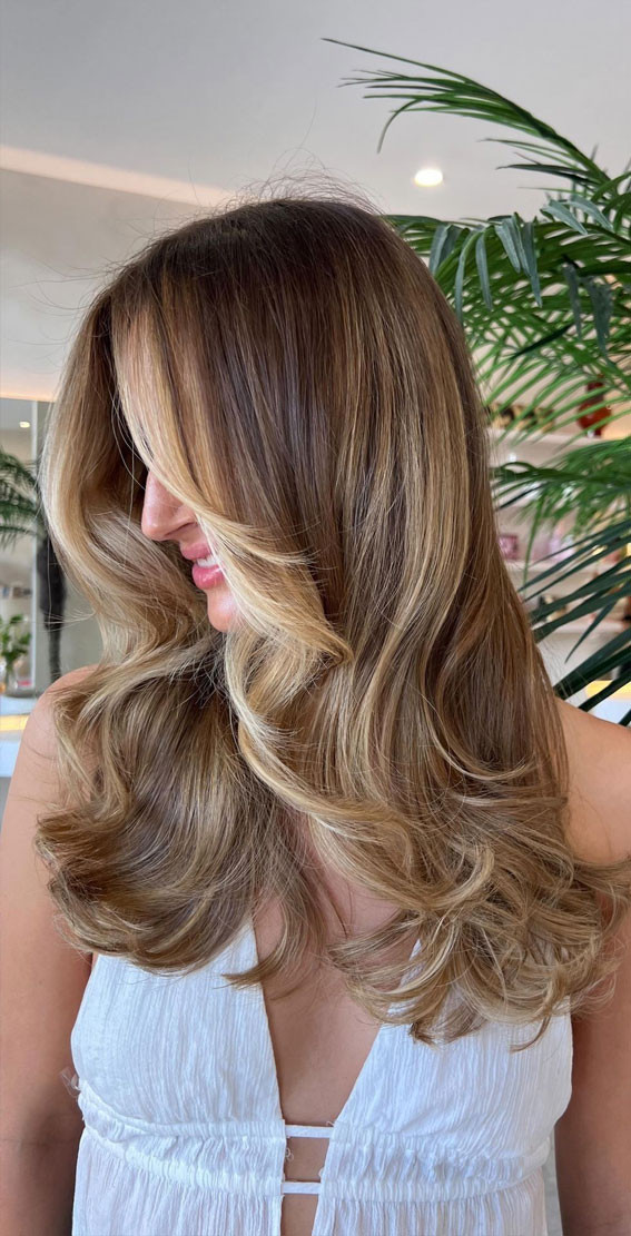Medium Brown Base With Blonde Balayage Visual Idea — Brown and Blonde Hair