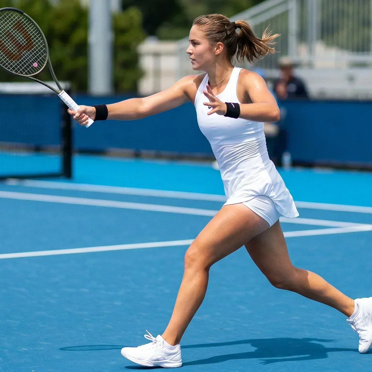 Dynamic White Tennis Dress with Integrated Shorts for Performance — Tennis Match Outfits