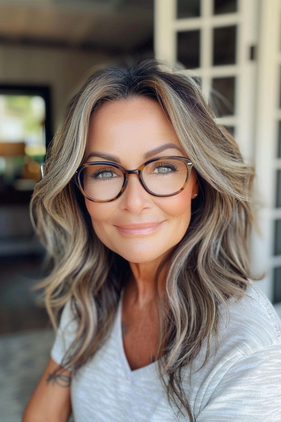 Short Layered Cut Swept Back — Haircuts for Women Over 50 with Glasses