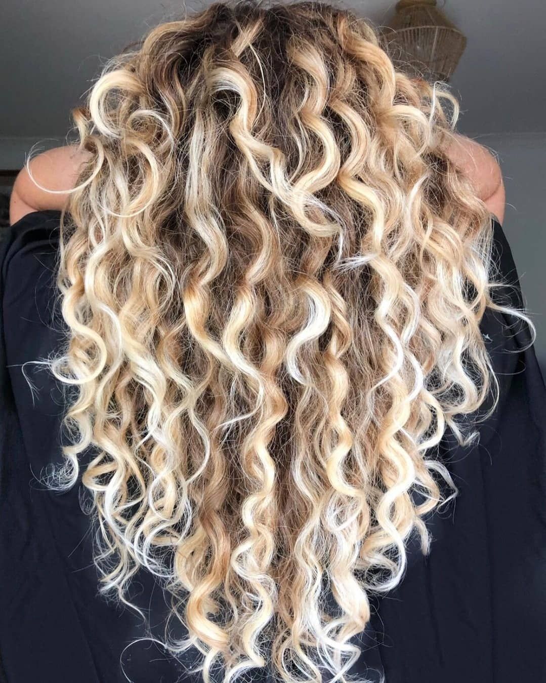 Back View Visual Idea — Balayage Curly Hair