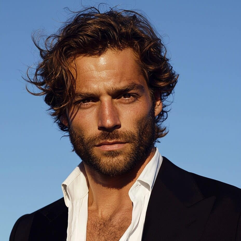 Shoulder Length Wavy Air-Dried — Fluffy Hair Men
