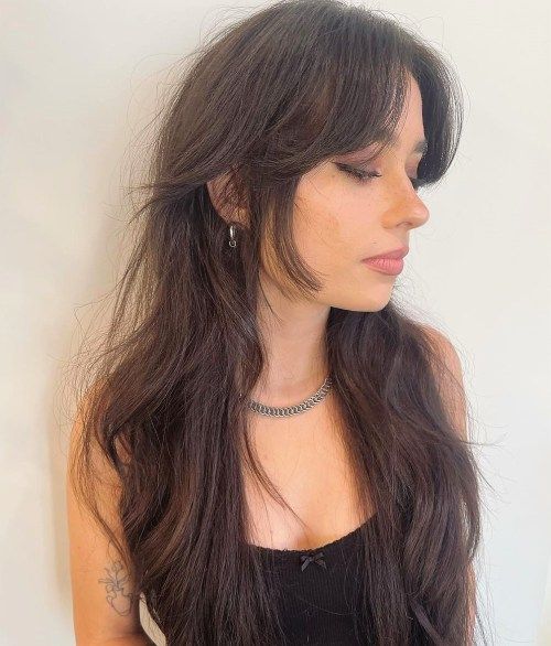 Mid-Back Dark Brown Soft Face-Framing Layers — Long Wolf Cut