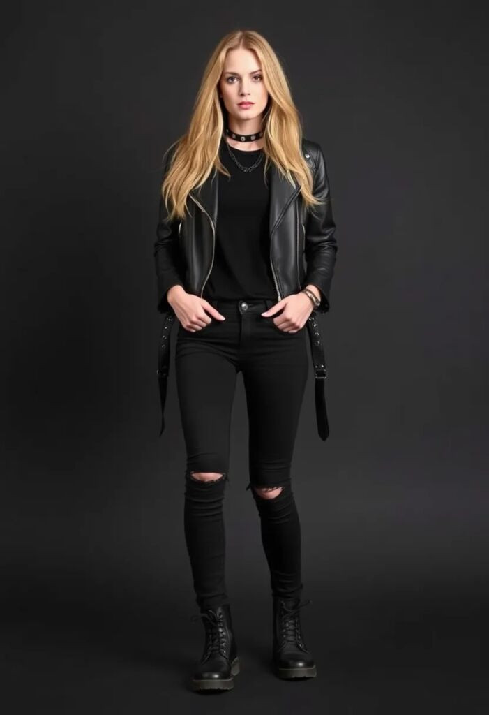 Classic Leather Jacket with Ripped Jeans Classic Leather Jacket with Ripped Jeans — Metalhead Outfits