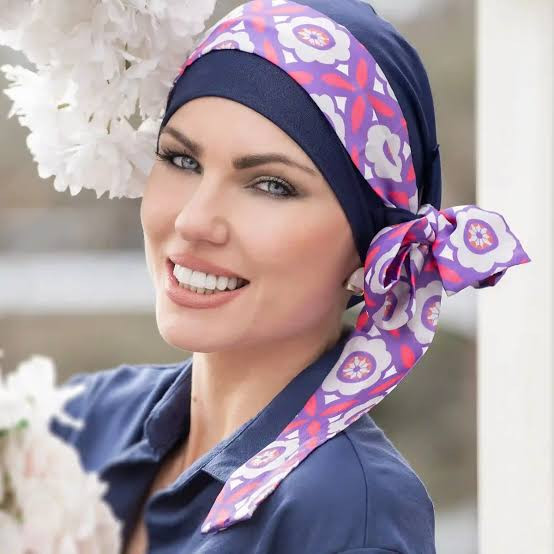 Navy Turban With Floral Patterned Band Navy Turban With Floral Patterned Band — Turban Styles