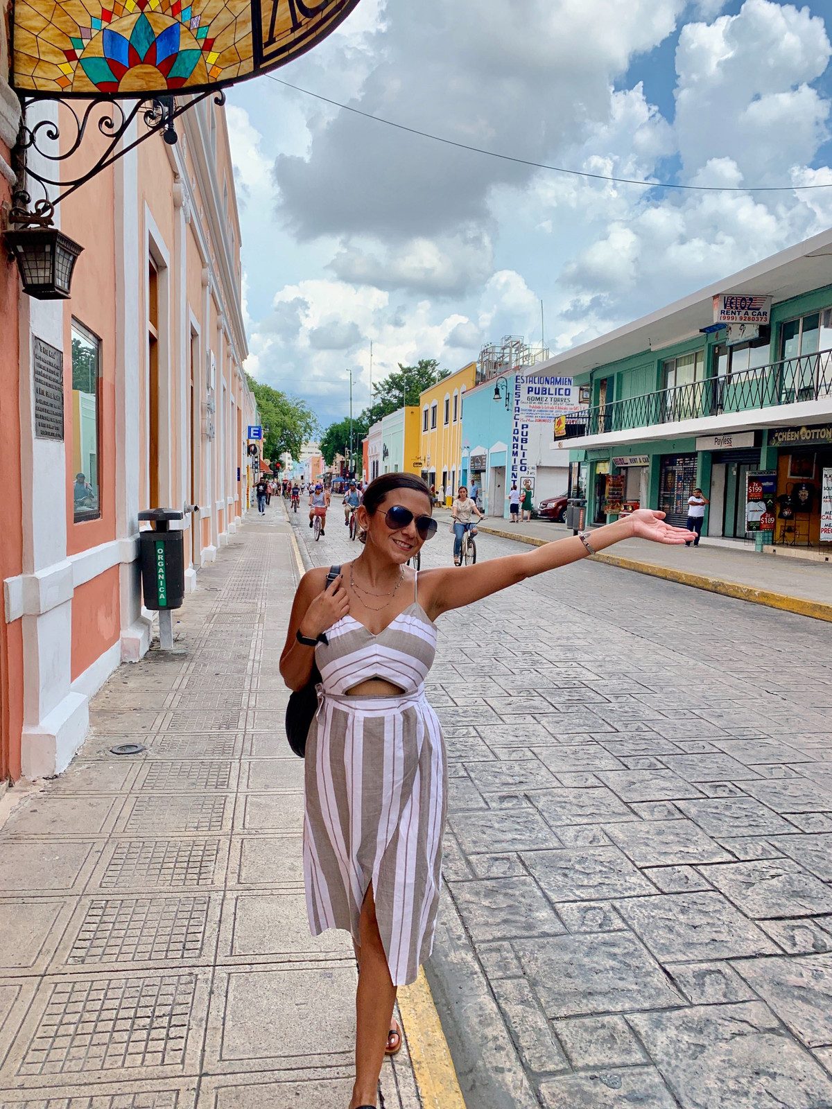 Striped Cutout Midi Dress for City Exploration — Mexico City Outfits
