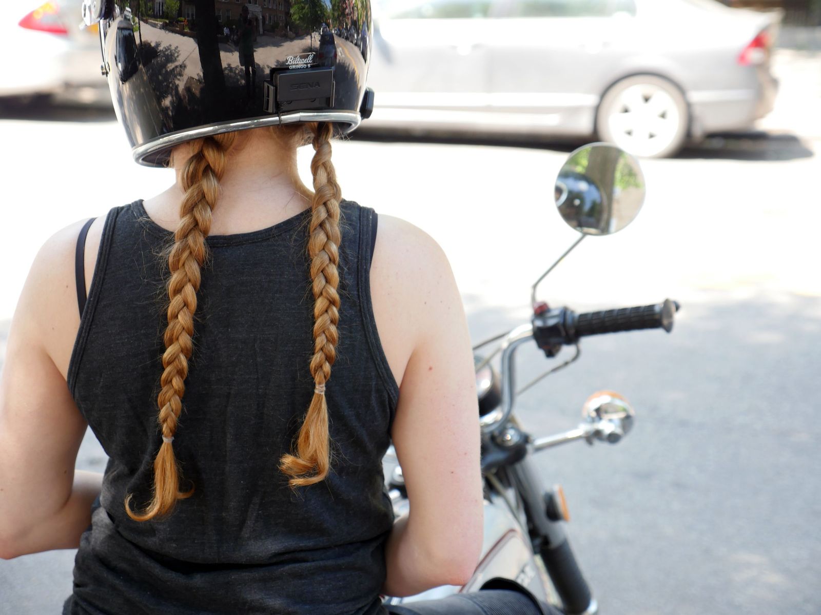 Two Wavy Braids — Motorcycle Helmet Hairstyles