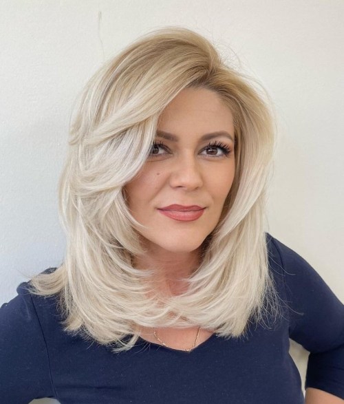 Ash Blonde Collarbone With Voluminous Waves Ash Blonde Collarbone With Voluminous Waves — Face Framing Layers