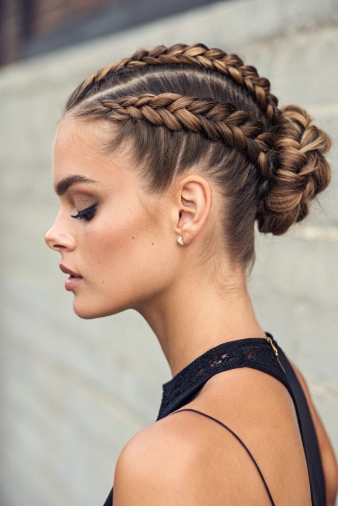Polished Braided Updo For Wavy Hair — Swim Hairstyles