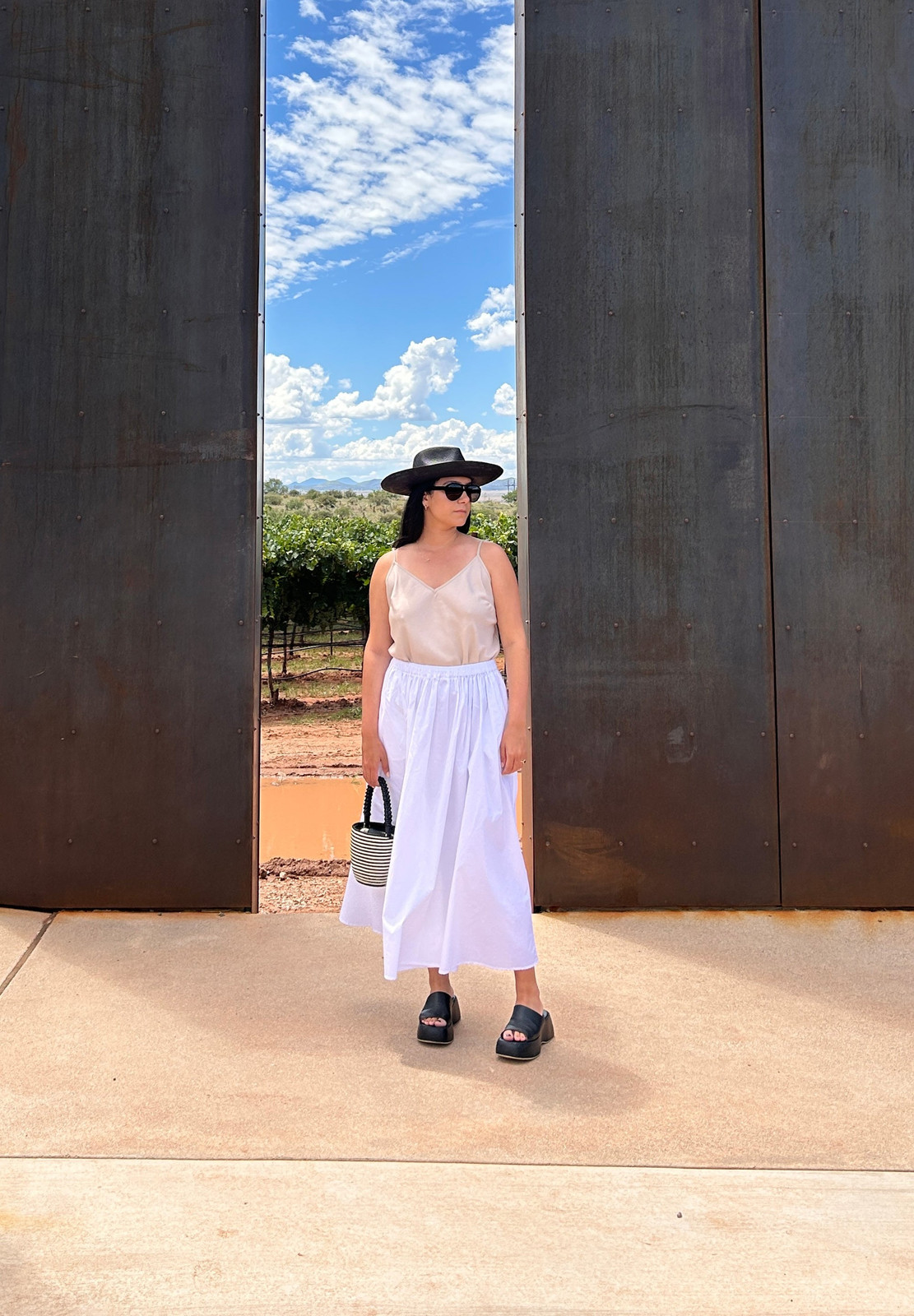 Desert Sophistication: Satin Camisole and Flowy Skirt — Arizona Outfits