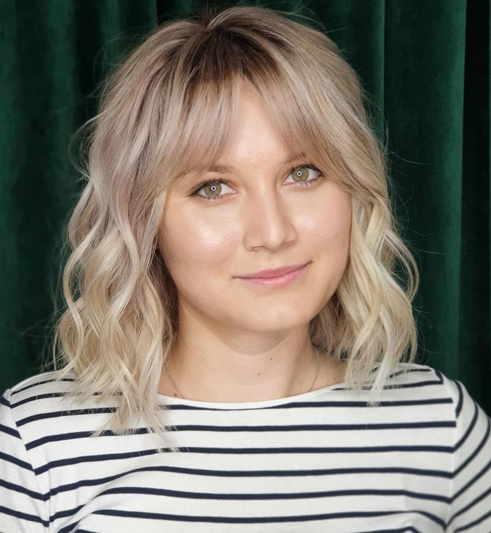 Medium Brown Shag With Wispy Bangs — Bangs for Round Face