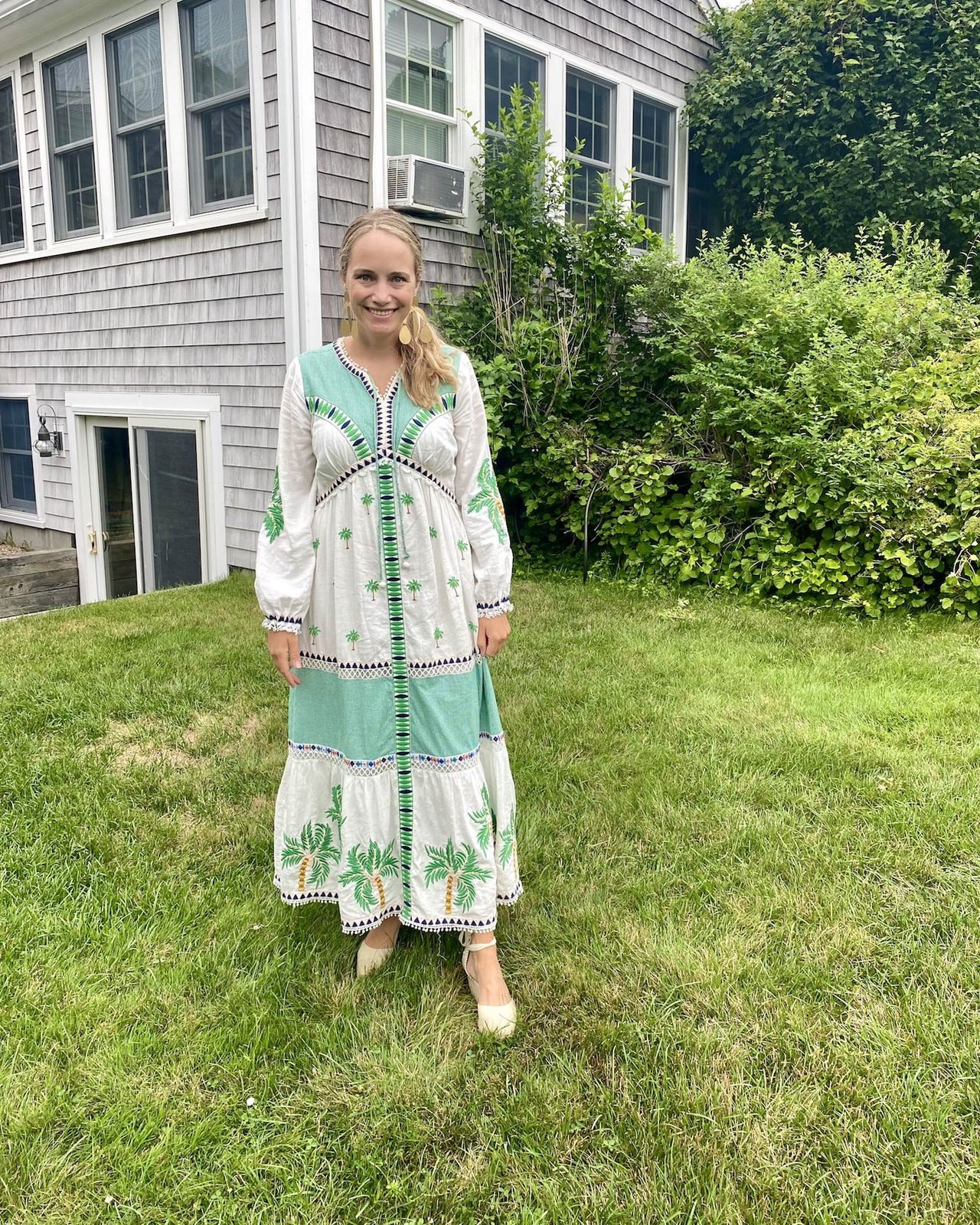 Embroidered Maxi Dress with Palm Tree Motif Embroidered Maxi Dress with Palm Tree Motif — Cape Cod Outfits