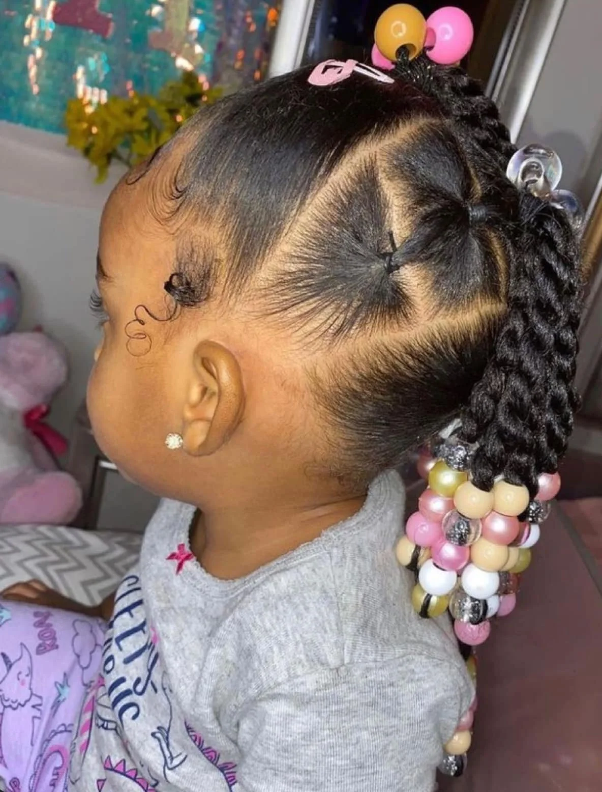 Thick Twisted Braid With Colorful Beads Thick Twisted Braid With Colorful Beads — Little Black Girl Hairstyles