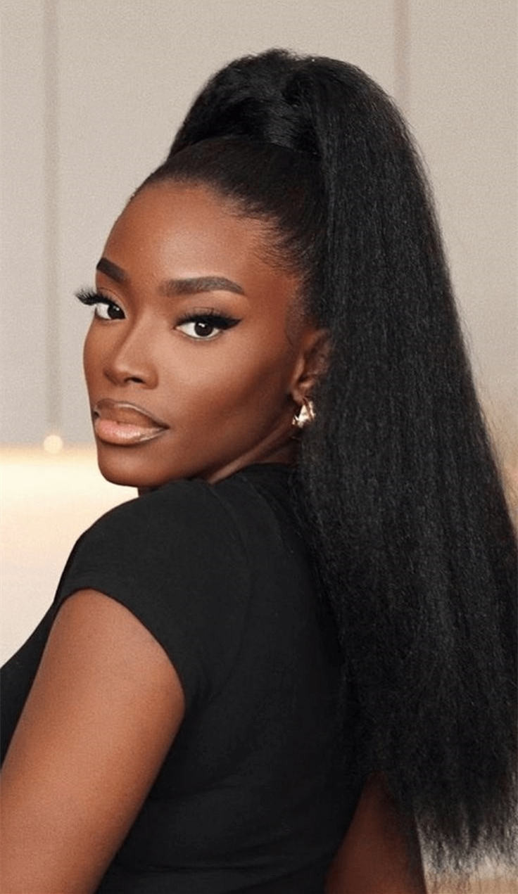 High Sleek Straight Black Ponytail High Sleek Straight Black Ponytail — Frontal Ponytail