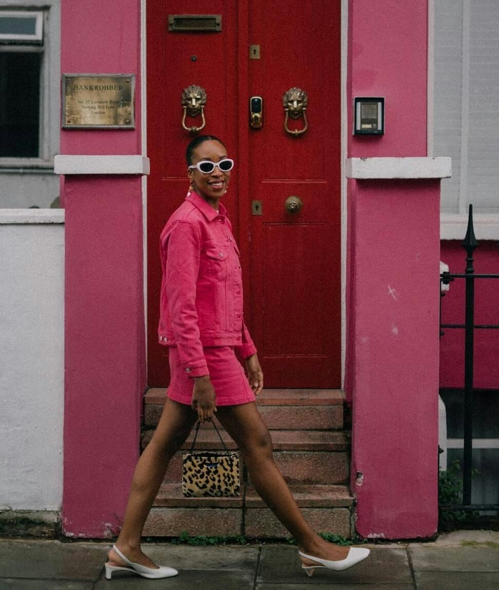 Pink Denim Co-ord with Leopard Print Accents — Barbiecore Outfits