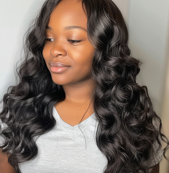 Long Layers Mid-Back Dark Brown Flowing Curls Long Layers Mid-Back Dark Brown Flowing Curls — Curly Sew In