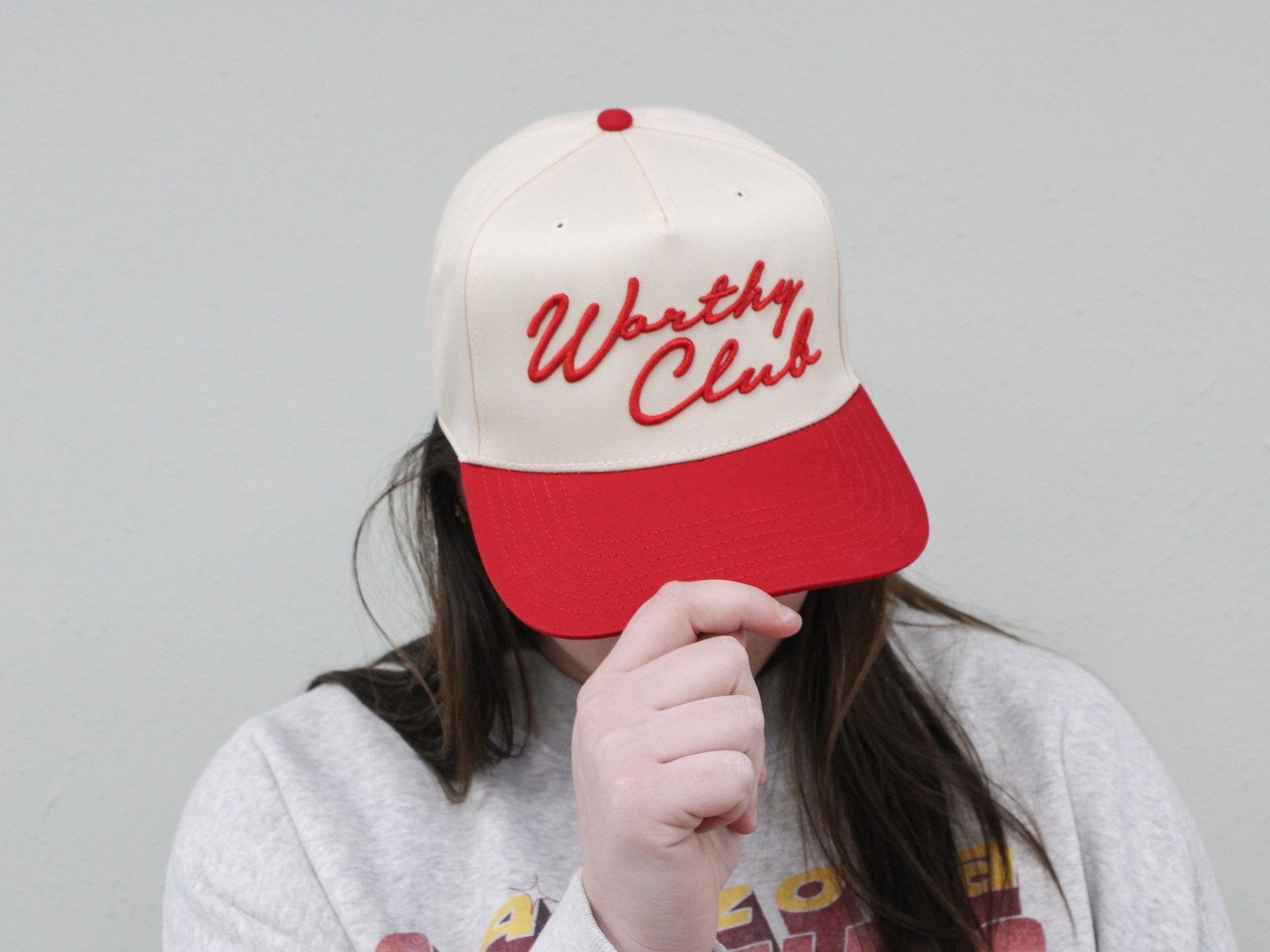 Graphic Script Trucker Hat with Grey Sweatshirt Graphic Script Trucker Hat with Grey Sweatshirt — Trucker Hat Outfits