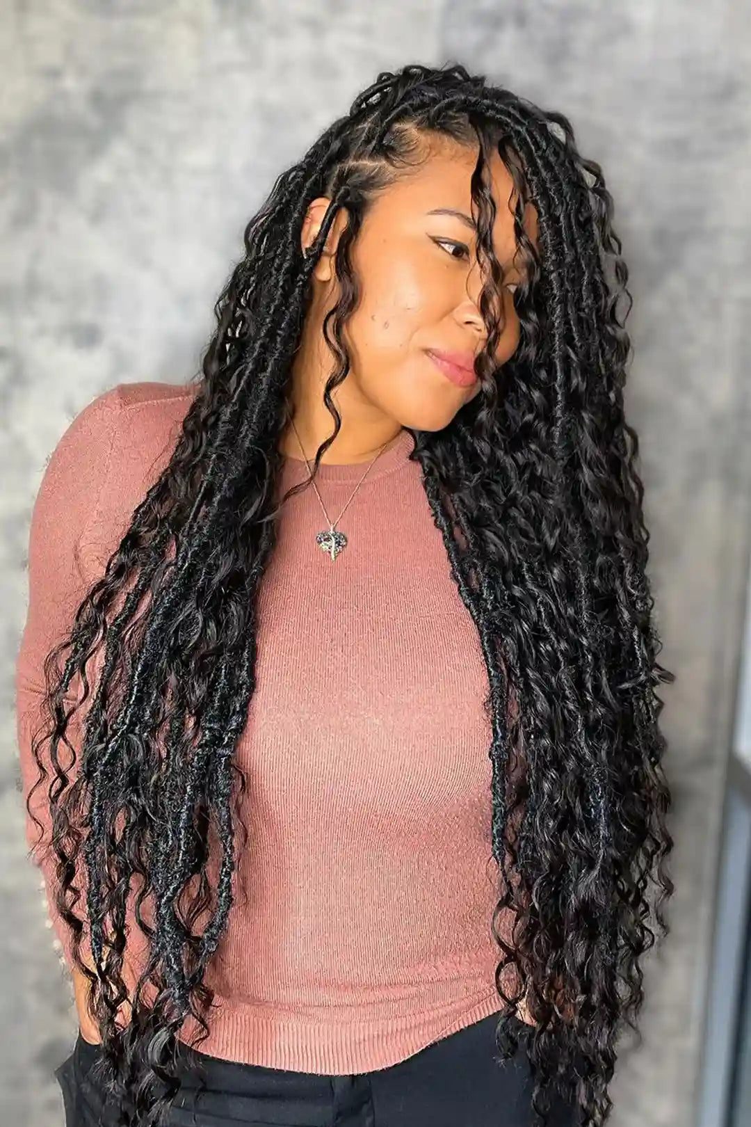 Long Black Faux Locs With Brown Undertones