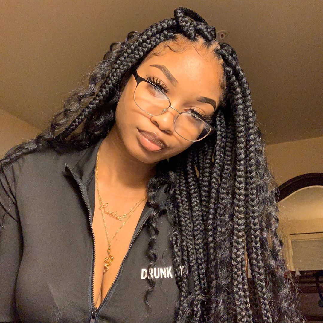 Long Box Braids With Wavy Ends — Baddie Hairstyles