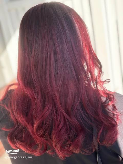 Ruby Red Base With Lighter Red Ends Visual Idea — Ruby Red Hair