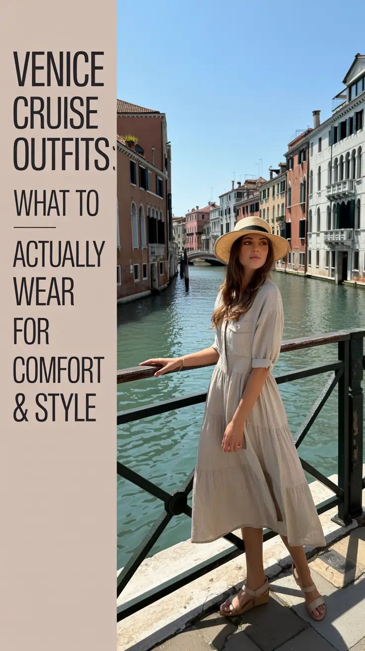 Beige Tiered Midi Dress for Travel — Venice Outfits