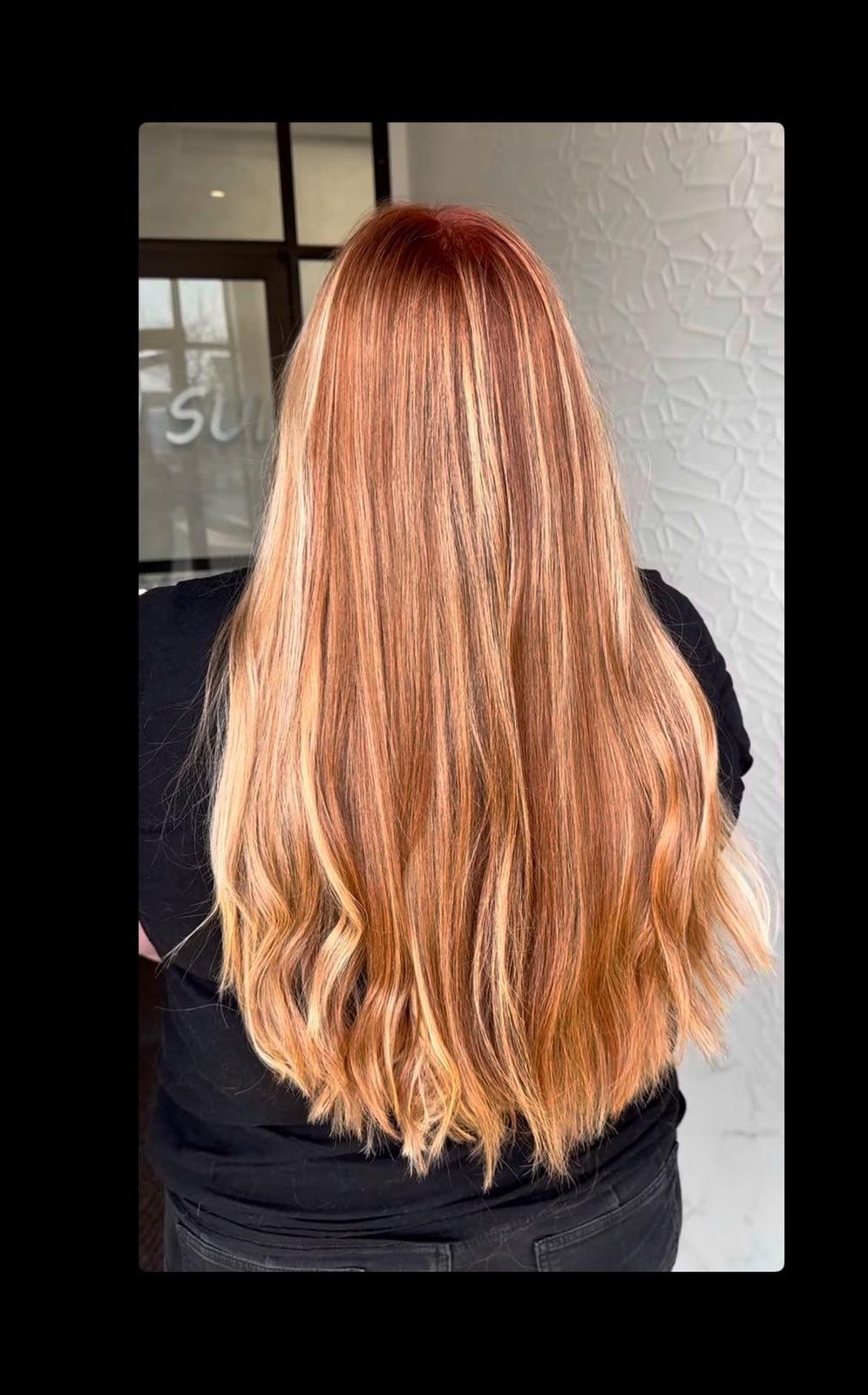 Long Layers Visual Idea Long Layers Visual Idea — Red Hair with Highlights