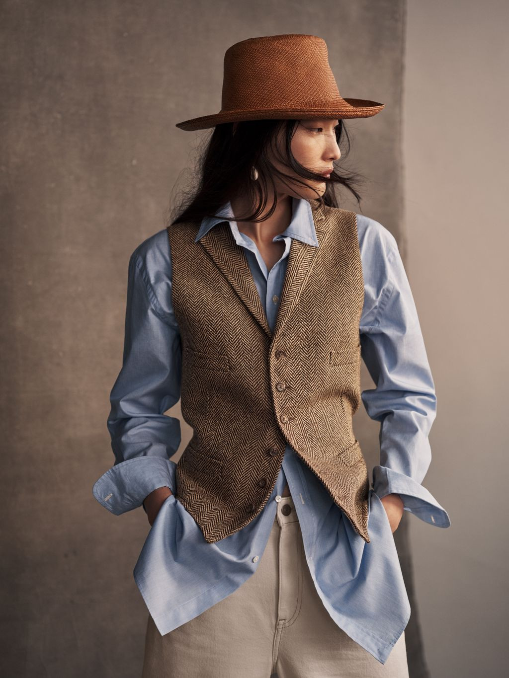 Preppy Layers: Tweed Vest and Button-Down — Ralph Lauren Outfits