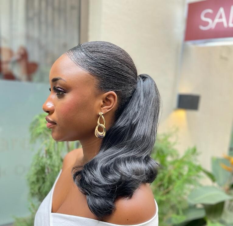 Sleek Black Collarbone Ponytail Sleek Black Collarbone Ponytail — Barbie Ponytail
