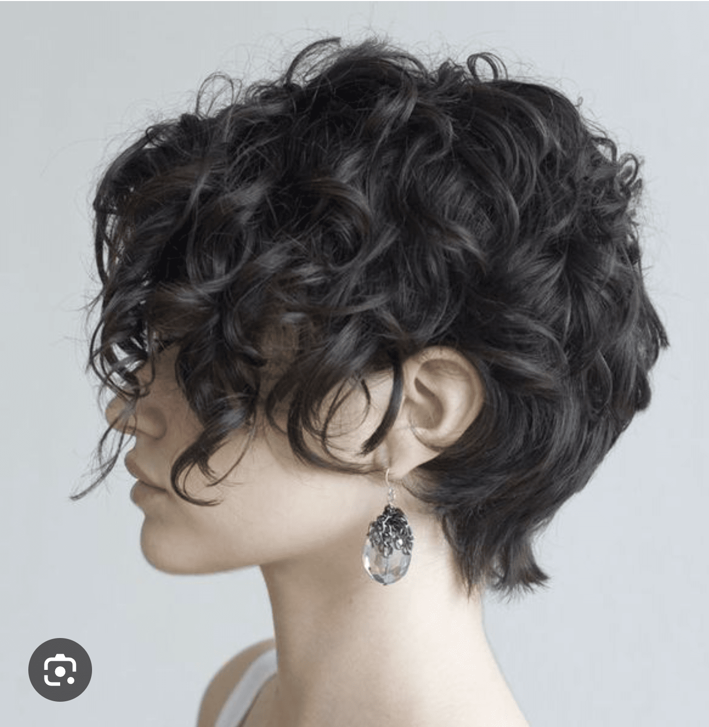 Chin Length Curly Pixie With Fringe