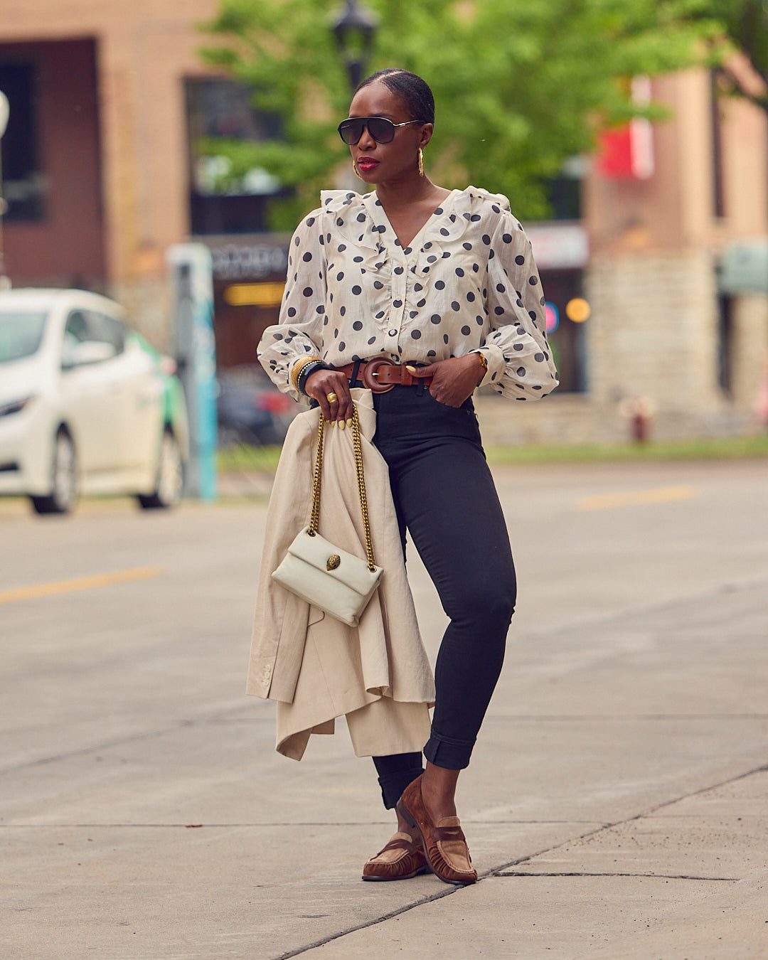 Brown Loafers Outfit Idea — Skinny Jeans Outfits