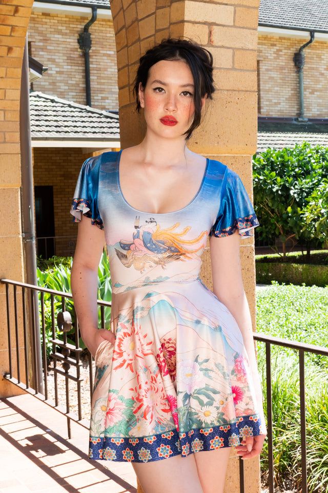 Artistic Print Skater Dress for Casual Day Out Artistic Print Skater Dress for Casual Day Out — Skater Dresses