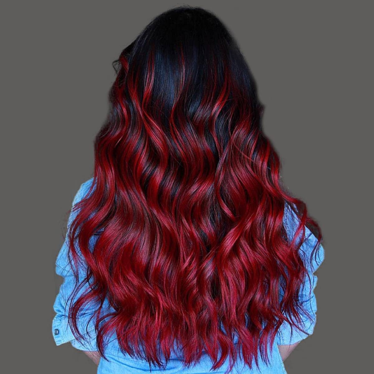 Black With Red Balayage Black With Red Balayage — Red and Black Hair