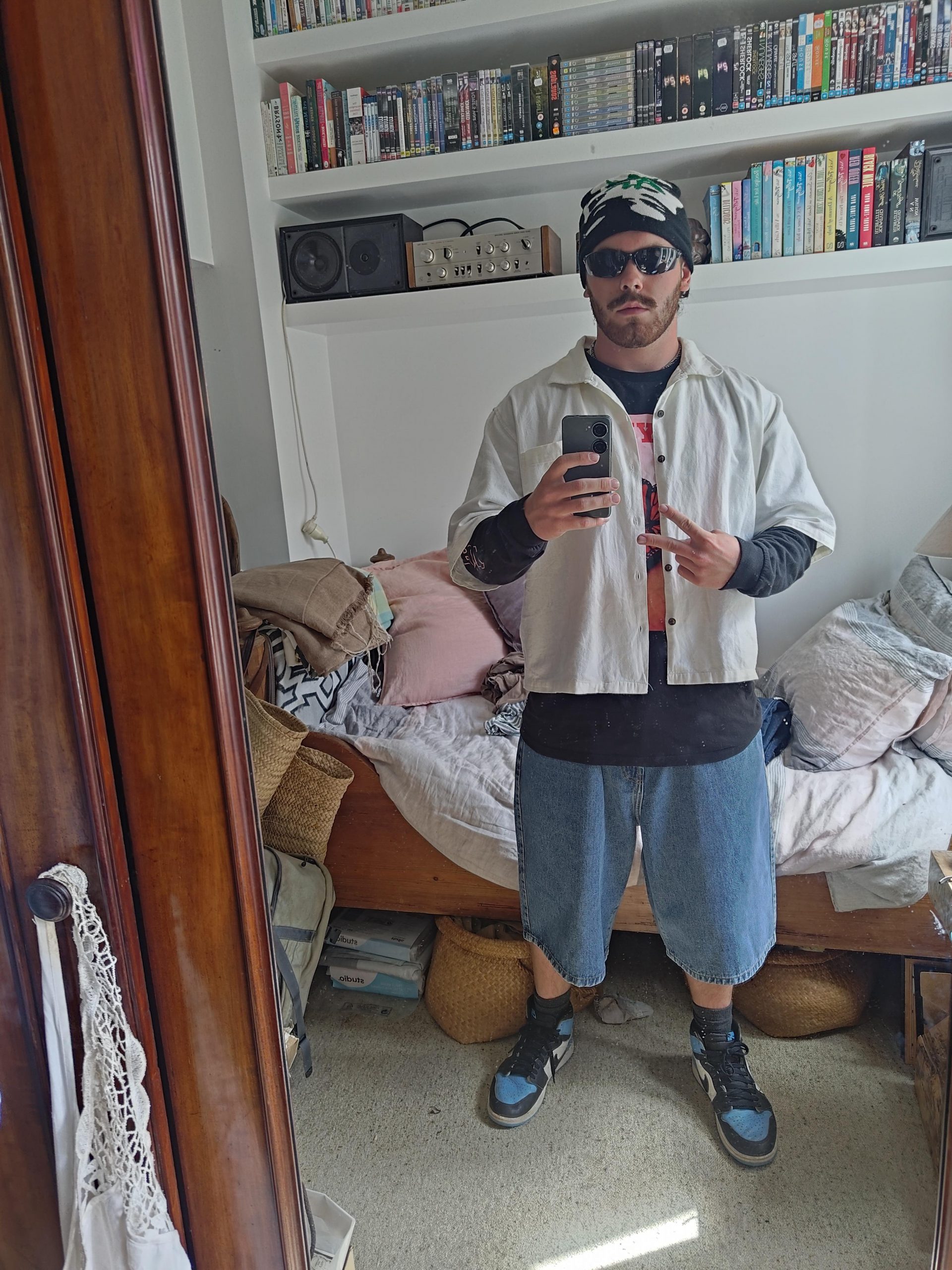 Denim Shorts and Layered Tees: The Y2K Mirror Selfie Denim Shorts and Layered Tees: The Y2K Mirror Selfie — Y2K Outfits for Men