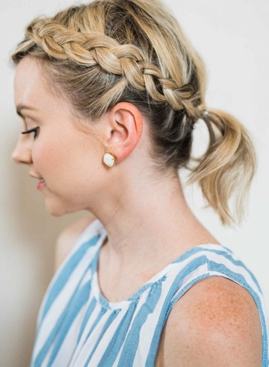 Braided Crown Low Ponytail — Easy Hairstyles