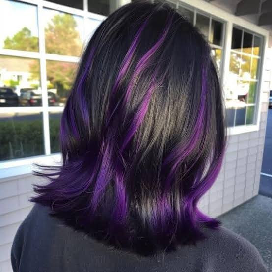 Collarbone Visual Idea — Purple Black Hair