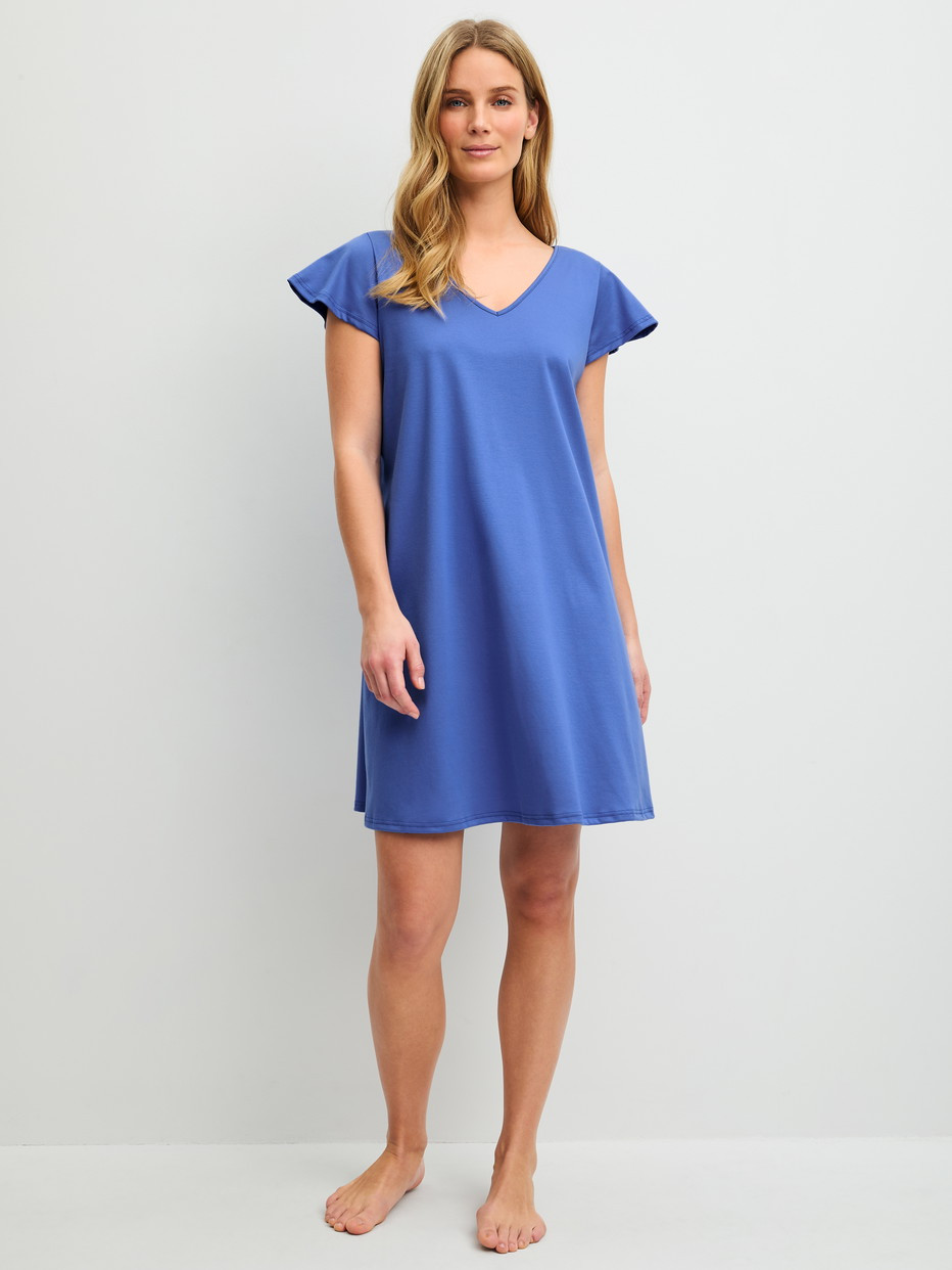 Blue Jersey T-Shirt Dress for Effortless Lounging — House Dresses