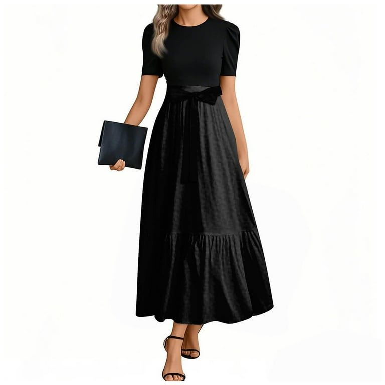 Black Tiered Maxi Dress with Puff Sleeves Black Tiered Maxi Dress with Puff Sleeves — Church Dresses