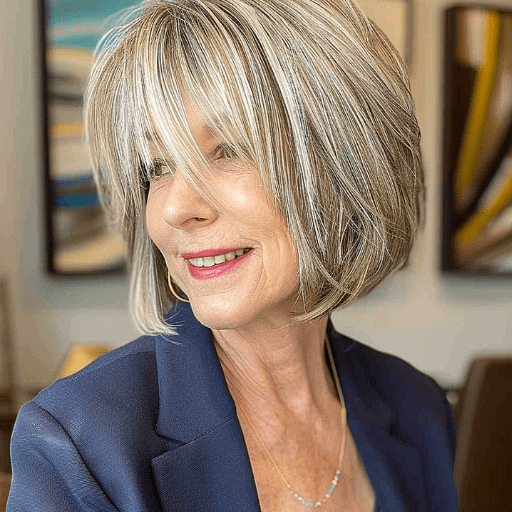 Honey Blonde Bob with Full Fringe Honey Blonde Bob with Full Fringe — Haircuts for Women Over 60