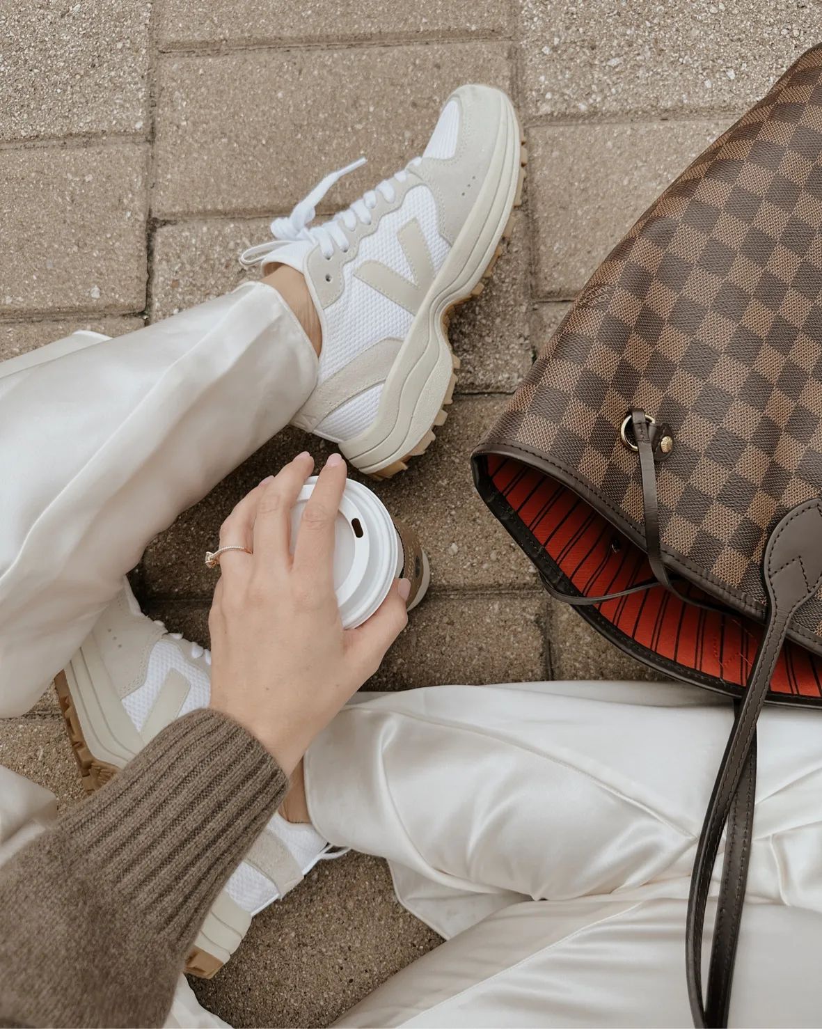 Elevated Casual: Satin Trousers and Veja Sneakers — Veja Outfits