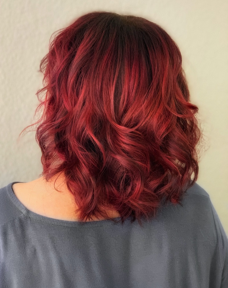 Collarbone Cherry Red With Darker Undertones — Cherry Red Hair