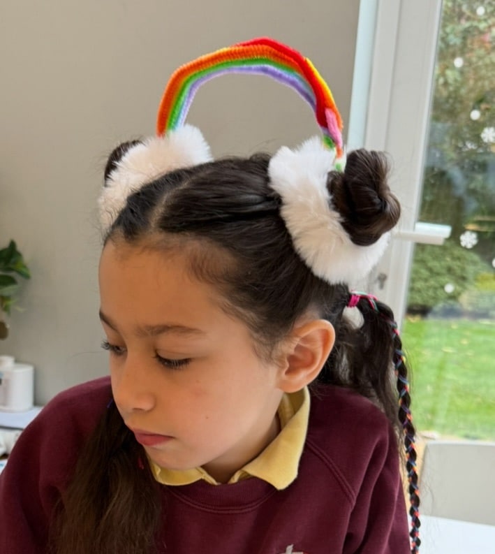 Rainbow Arch Above Braided Pigtails — Crazy Hair Day Ideas