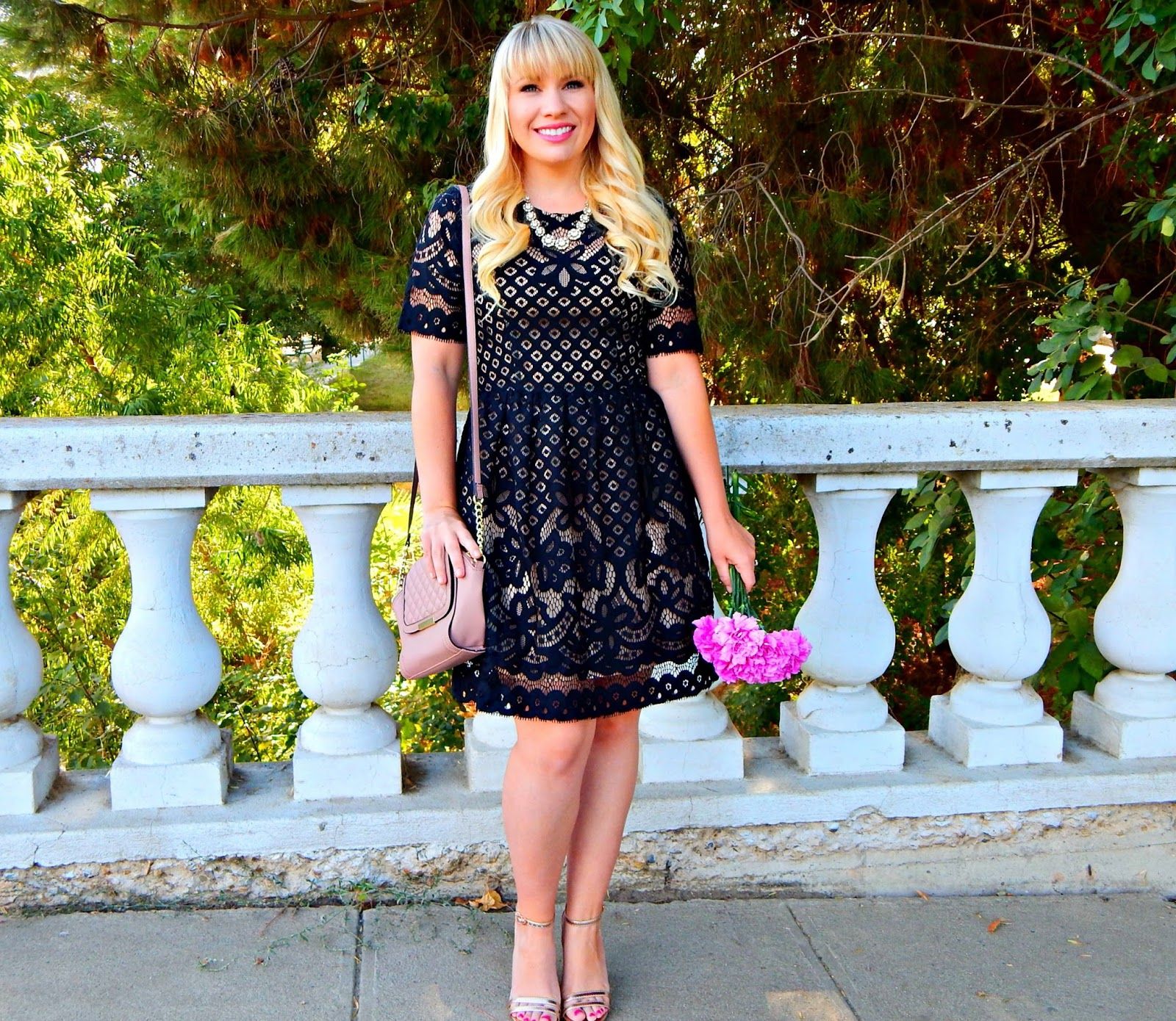 Black Lace Fit-and-Flare: Pattern Detail — Lace Dress Outfits