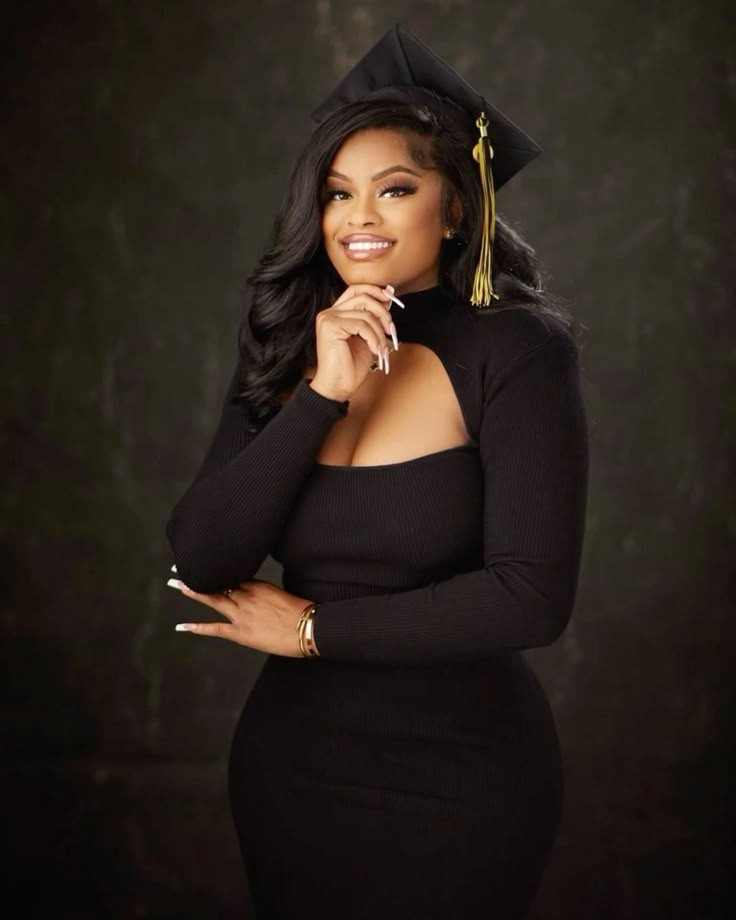 Voluminous Blowout with Face-Framing Layers Voluminous Blowout with Face-Framing Layers — Graduation Hairstyles with Cap