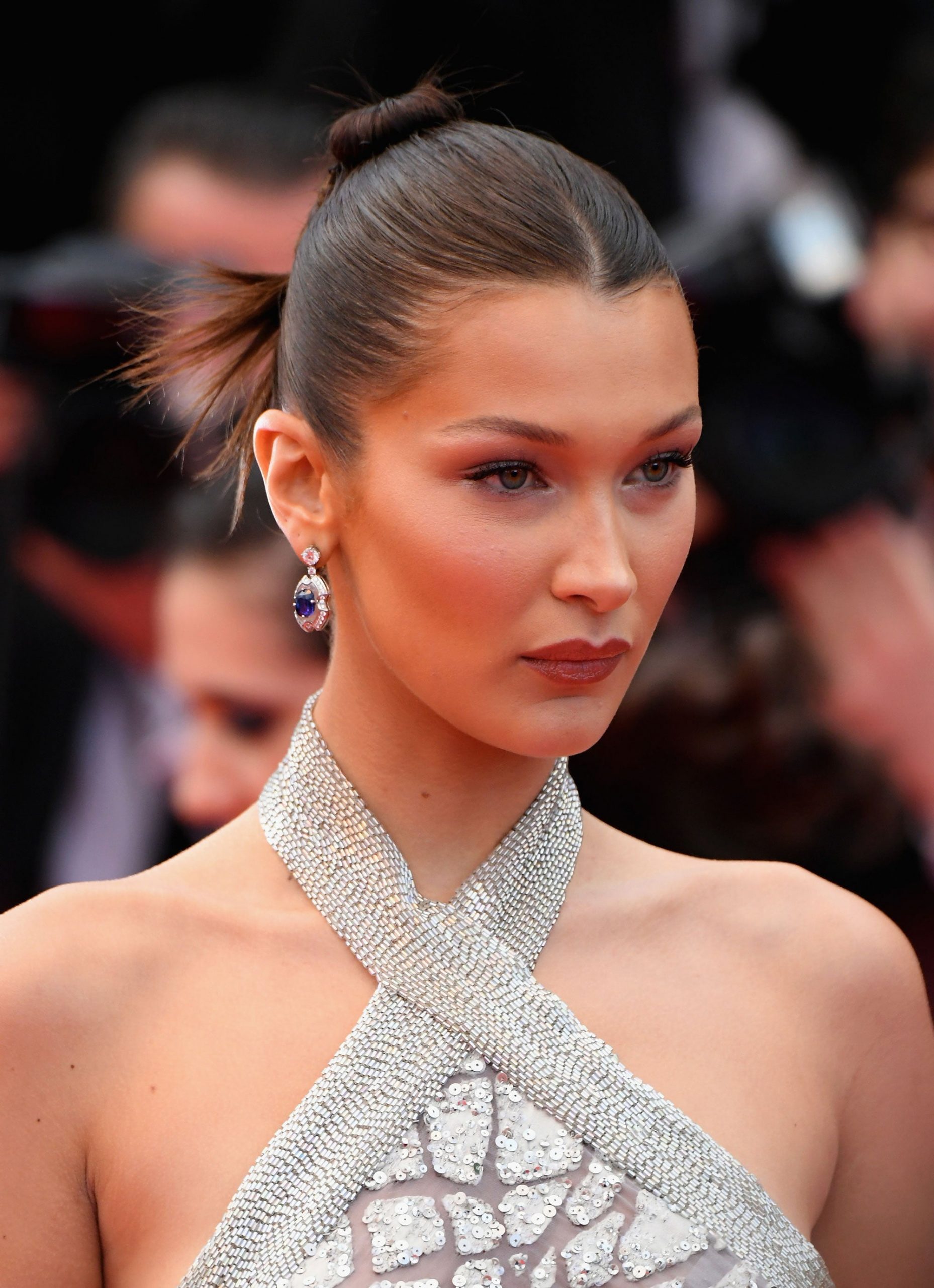 High Shine Dark Brown Collarbone Bun — Slick Back Bun