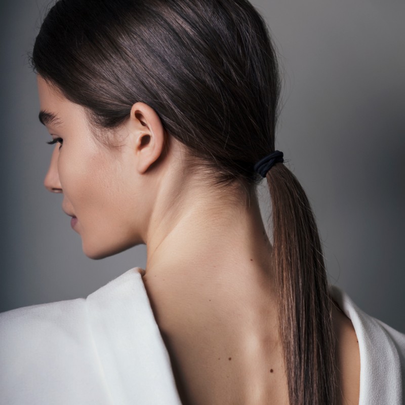 Smooth Finish Low Dark Brown Ponytail Smooth Finish Low Dark Brown Ponytail — Sleek Ponytail