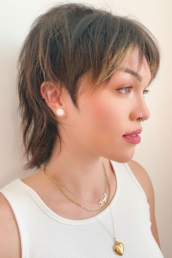 Choppy Collarbone Shag With Highlights — Short Haircuts