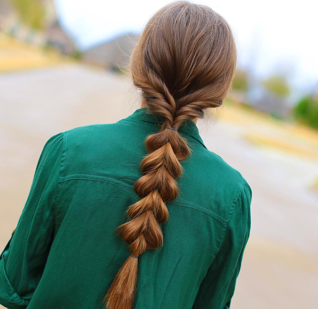 Intricate Layered Brown Braid — Pull Through Braid