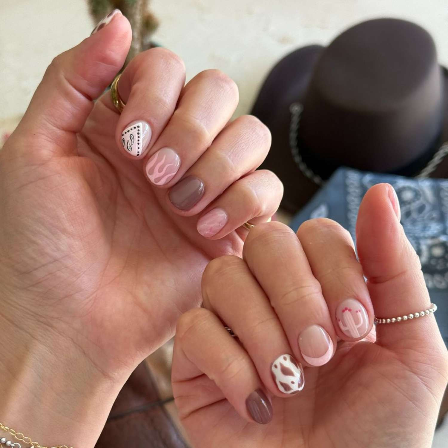 Bandana Print Short Square Nails — Country Concert Nails