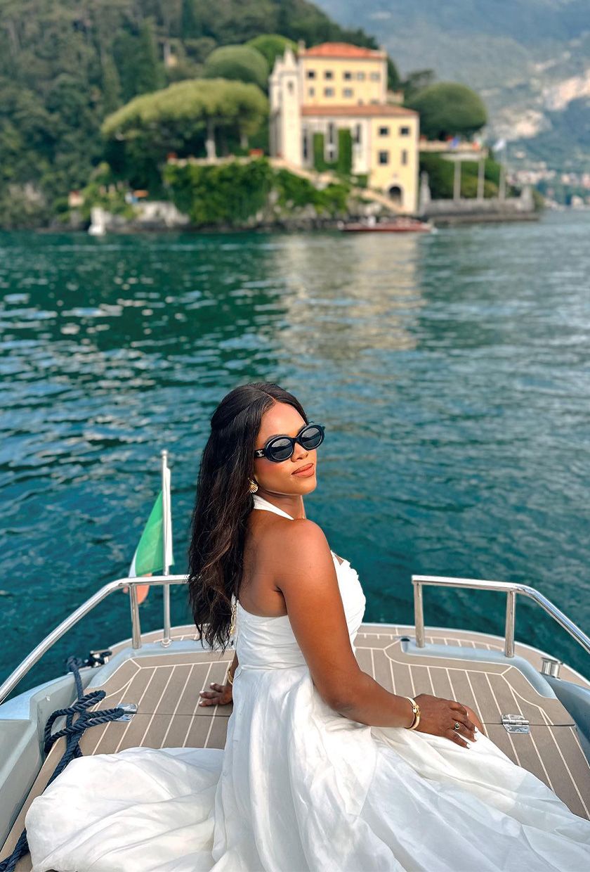 Flowing White Halter Maxi Dress with Gold Accents for Boat Excursions Flowing White Halter Maxi Dress with Gold Accents for Boat Excursions — Boat Outfits