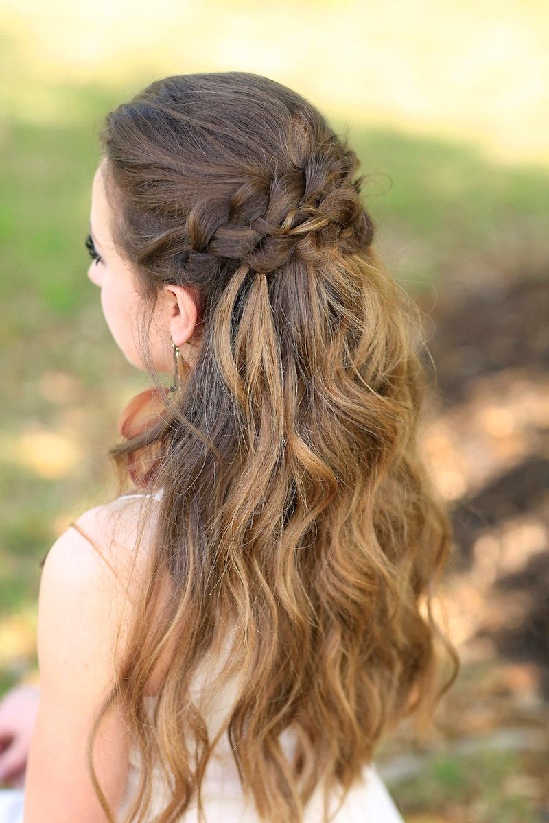 Intricate Braids Medium Brown — Prom Half Up Half Down